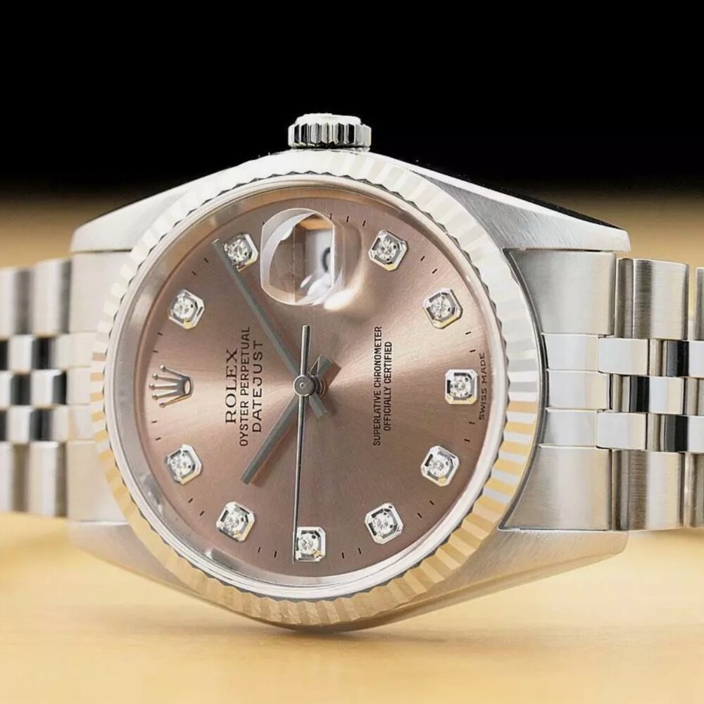 Men's Factory Salmon Color Rolex Diamond Dial Watch